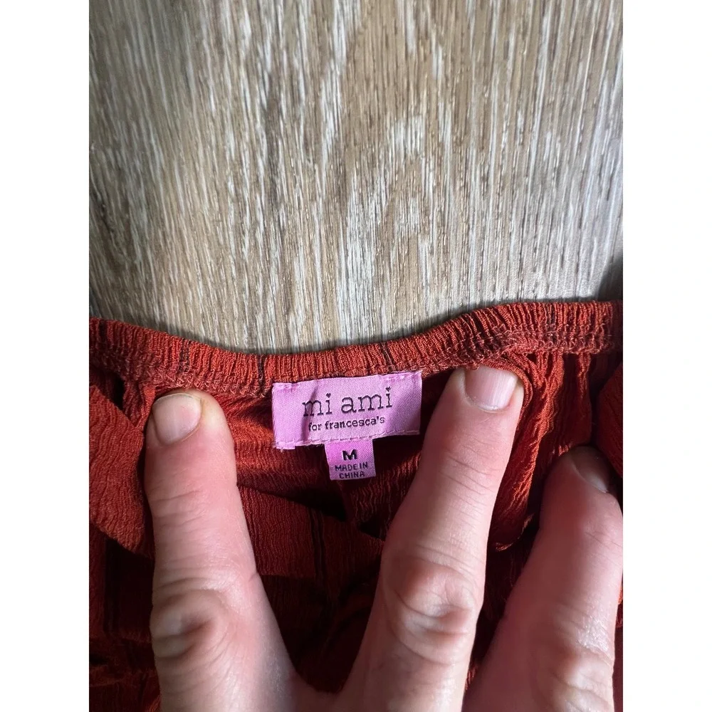 Mi Ami Francesca's Mini Dress Women Medium Rust‎ Orange Excellent Tiered Boho